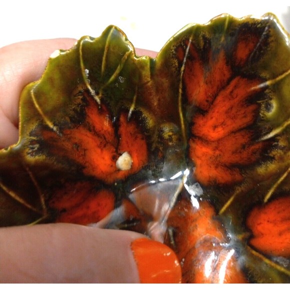 4 Fall Leaves Nesting Serve Dishes Vintage Hand Painted Glazed 1975 - Picture 4 of 8